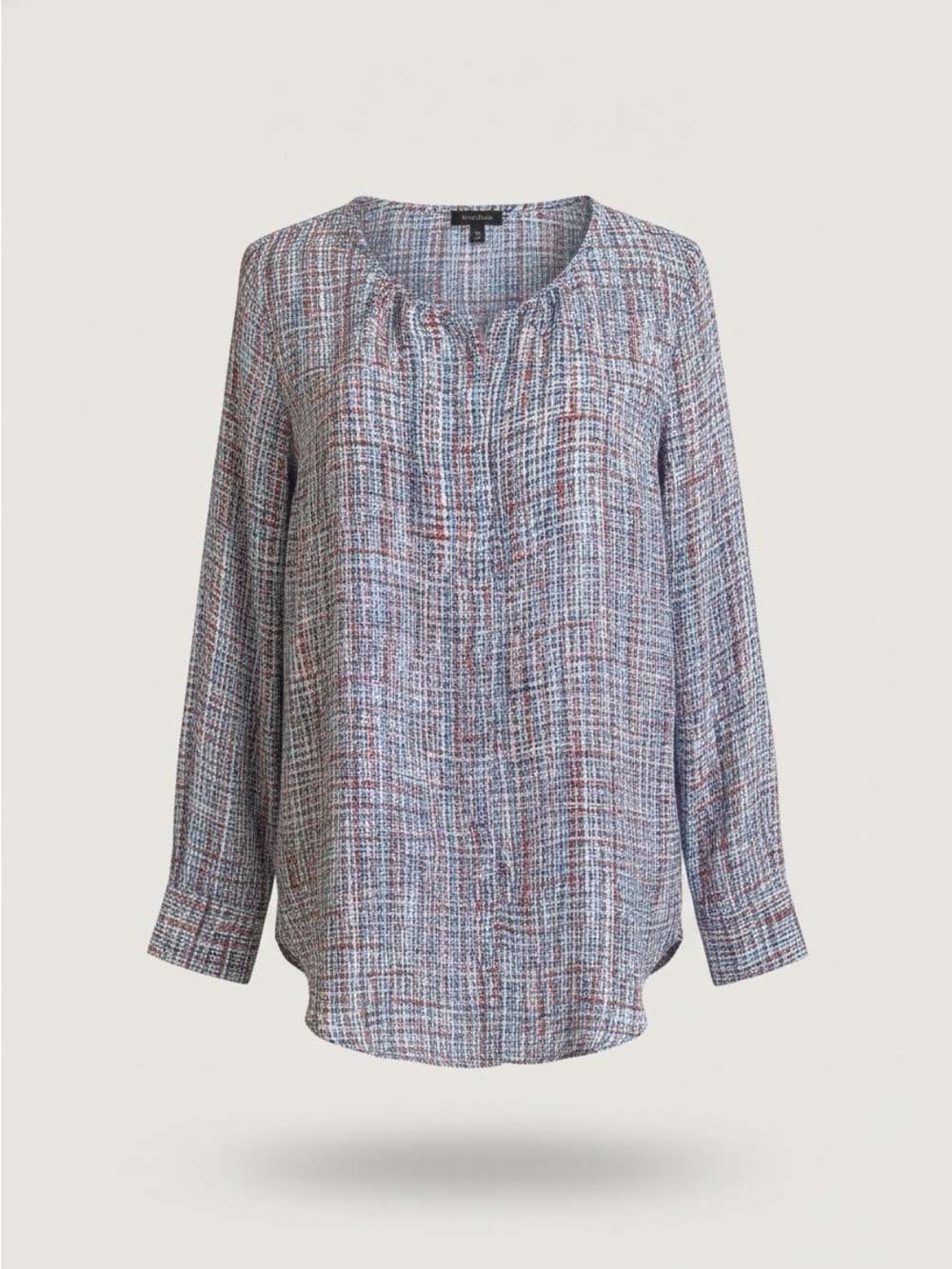 Talbots Blue and Brown Mélange Split-Neck Tunic
